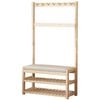 Lauft 3-in-1 Entryway Clothes Rack Stand And Shoe Storage Bench With Coat Hooks