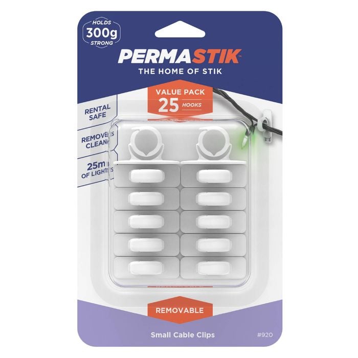 Permastik Small Cable Clips - 25 Piece Value Pack