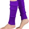 Pair of Wos Leg Warmers Disco Winter Knit Dance Party Crochet Legging Socks Costume Purple