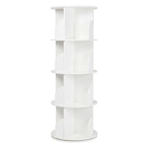 Levede Rotating Bookshelf 4 Tier Book Storage 360 Swivel Space Saving White