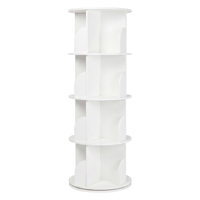 Levede Rotating Bookshelf 4 Tier Book Storage 360 Swivel Space Saving White