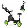 Advwin 3-Wheel Golf Push Cart, Foldable Golf Cart with Adjustable Seat & Handle,Cup Holder,Umbrella Holder,Storage Bag, Push Car