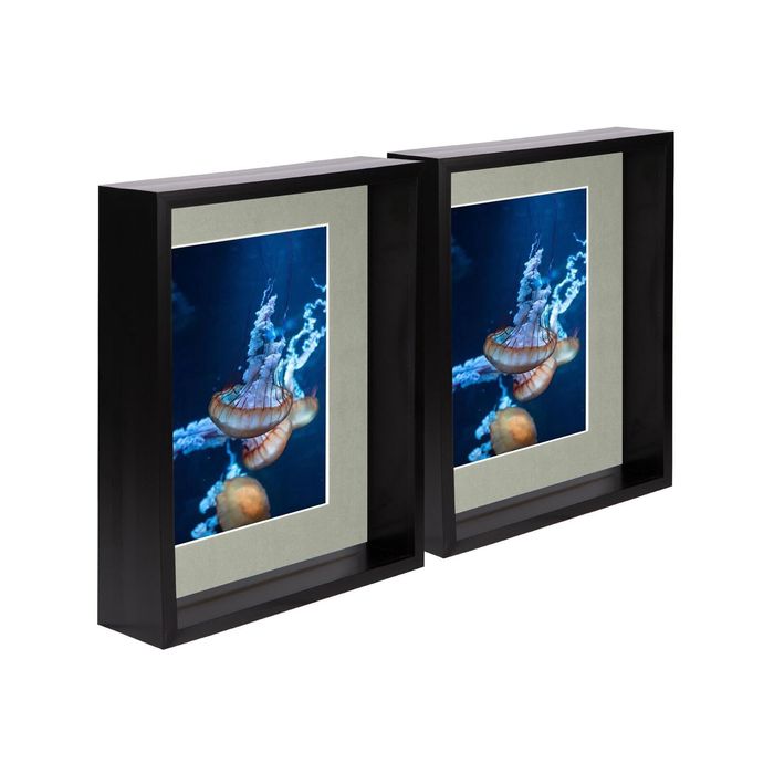 Nicola Spring 8" x 10" Black 3D Deep Box Photo Frames - 5" x 7" Mount - Pack of 5