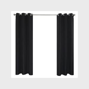 Windoware 120 x 223cm Black Urban Room Darkening Eyelet Curtain - 1 Pack - Black