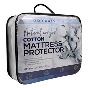 Odyssey Living Cotton Quilted Mattress Protector Top Cover Single White