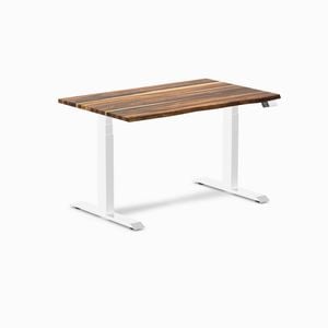 Desky Dual Sit to Stand Pheasantwood Hardwood Desk 120x75cm White Frame