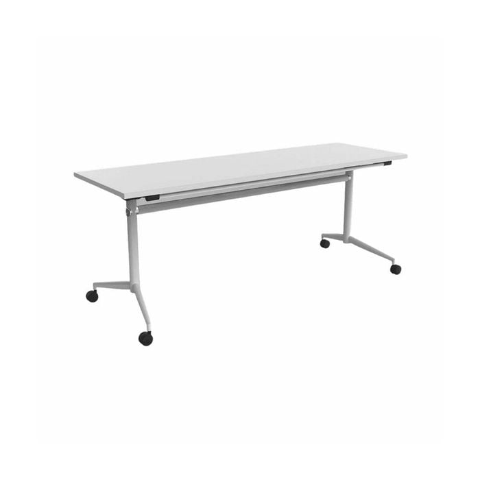 Olg Uniflip Table White Frame White Top 1200mm Diameter