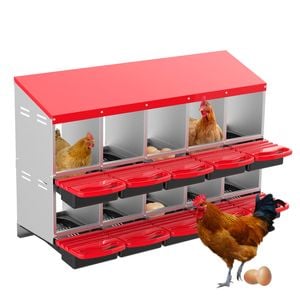Advwin 10 Holes Chicken Nesting Boxes Metal Chicken Egg Laying Box Egg Collection