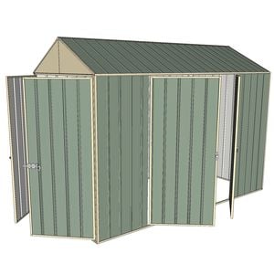 Build-a-Shed 1.5 x 3.0 x 2.3m Double Hinged Side Door Gable Shed - Green