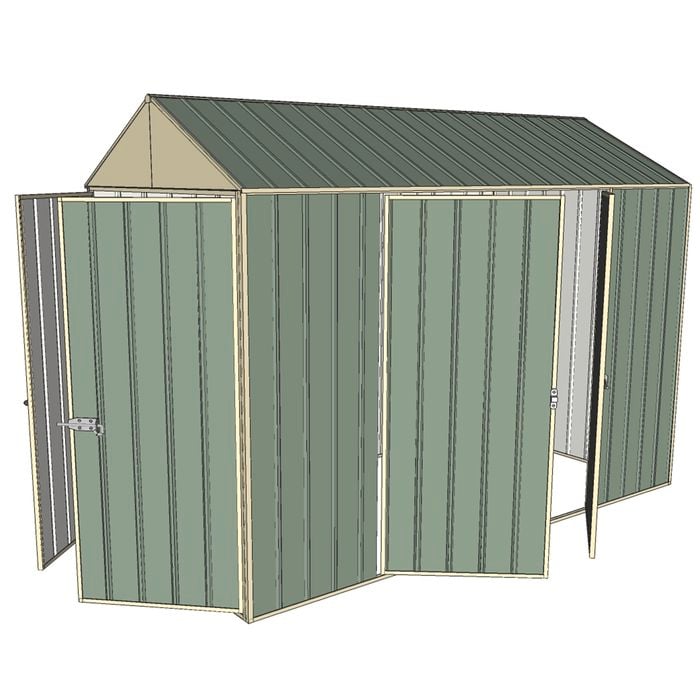 Build-a-Shed 1.5 x 3.0 x 2.3m Double Hinged Side Door Gable Shed - Green