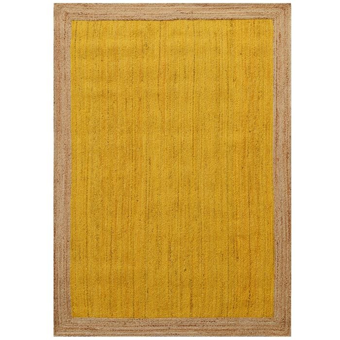 Handwoven Border Jute Rug-1147-Natural/Gold-110X160cm