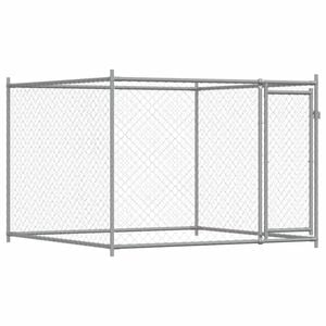 vidaXL Dog Cage with Door Dog Kennel Crate Animal House Grey Galvanised Steel 2x2x1.5 m