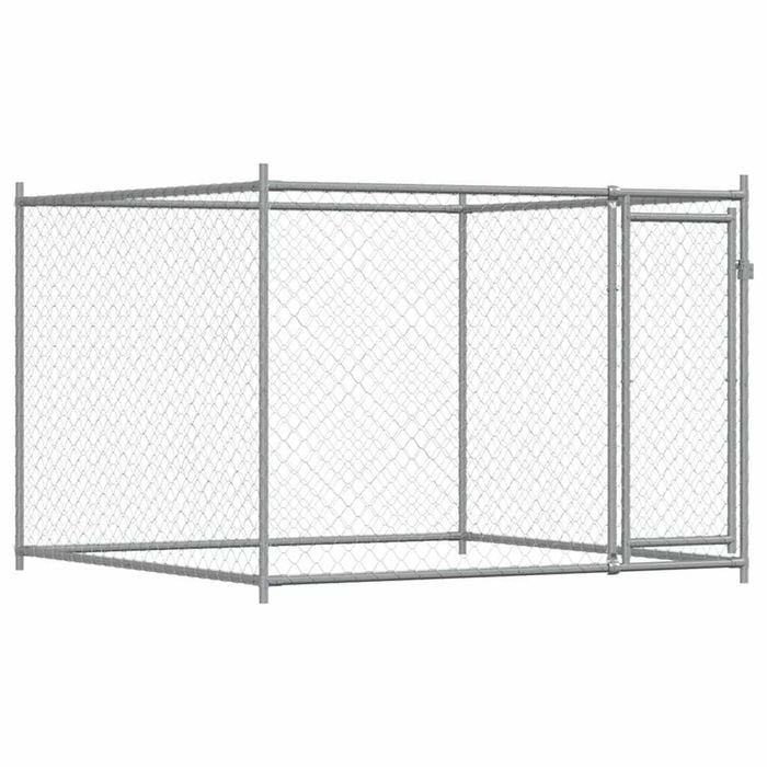 vidaXL Dog Cage with Door Dog Kennel Crate Animal House Grey Galvanised Steel 2x2x1.5 m