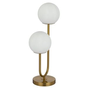 Telbix Eterna Contemporary Table Desk Lamp Light Glass Metal Opal Matt Antique Gold