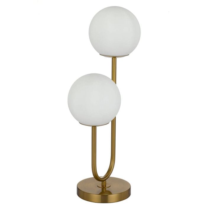 Telbix Eterna Contemporary Table Desk Lamp Light Glass Metal Opal Matt Antique Gold