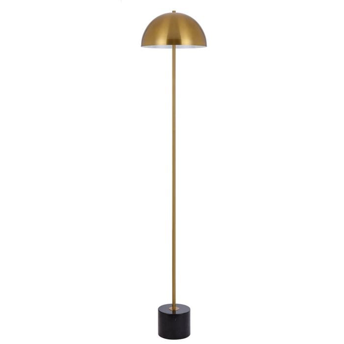 Telbix Domez Modern Standing Floor Lamp Light Foot Switch Metal Marble Antique Gold Black Marble