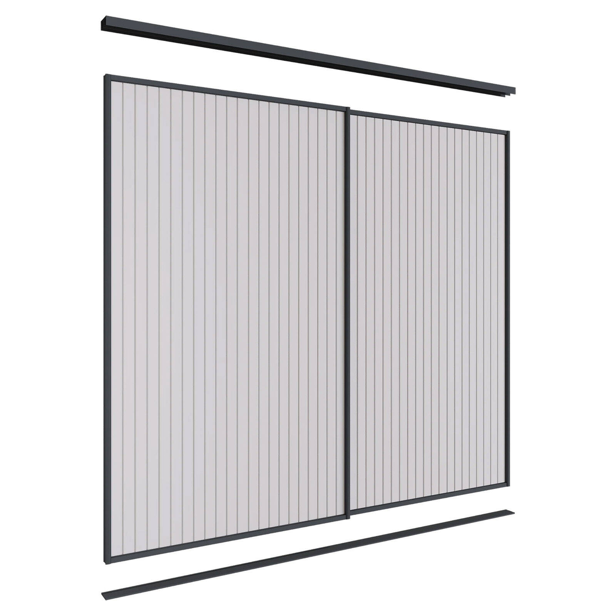 Lugna 2100 x 1801-2400mm Black VJ Panel Wardrobe Double Sliding Doors ...