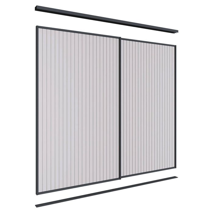 Lugna 2100 x 1801-2400mm Black VJ Panel Wardrobe Double Sliding Doors
