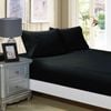 Fabric Fantastic 1000tc Ultra Soft Double Size Bed Black Fitted Sheet & 2 Pillowcases Set