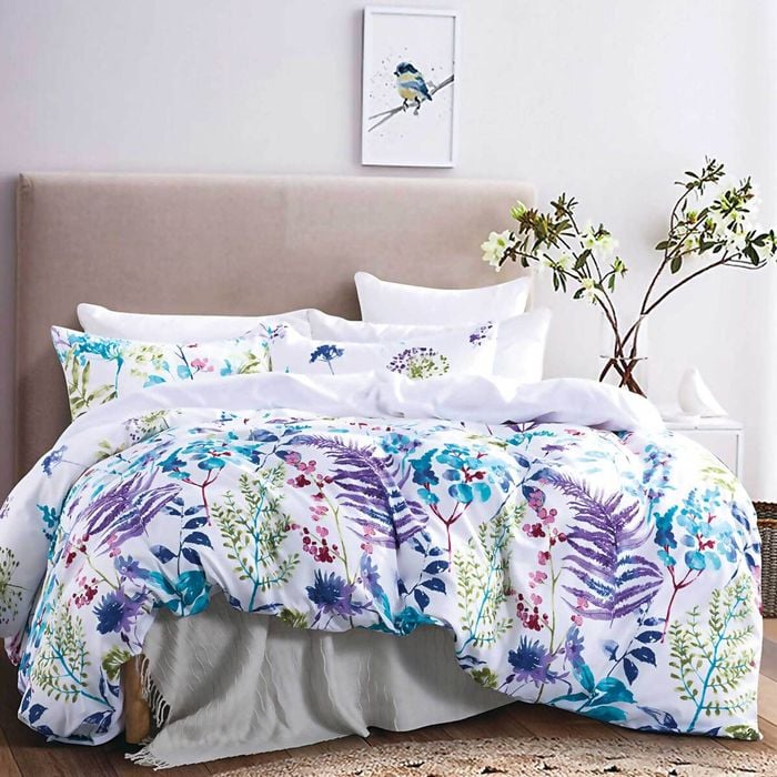 Marina Turquoise Leaf Quilt Cover Set( Single size )