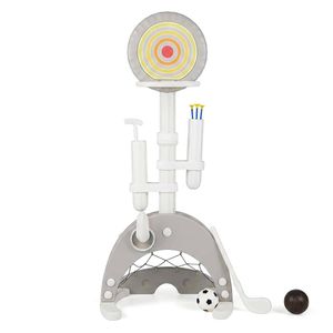 Costway 6in1 Basketball Hoop 8 Adjust Height Multi Game Activity-Grey