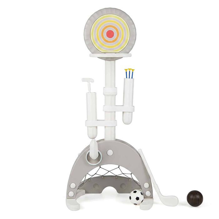 Costway 6in1 Basketball Hoop 8 Adjust Height Multi Game Activity-Grey