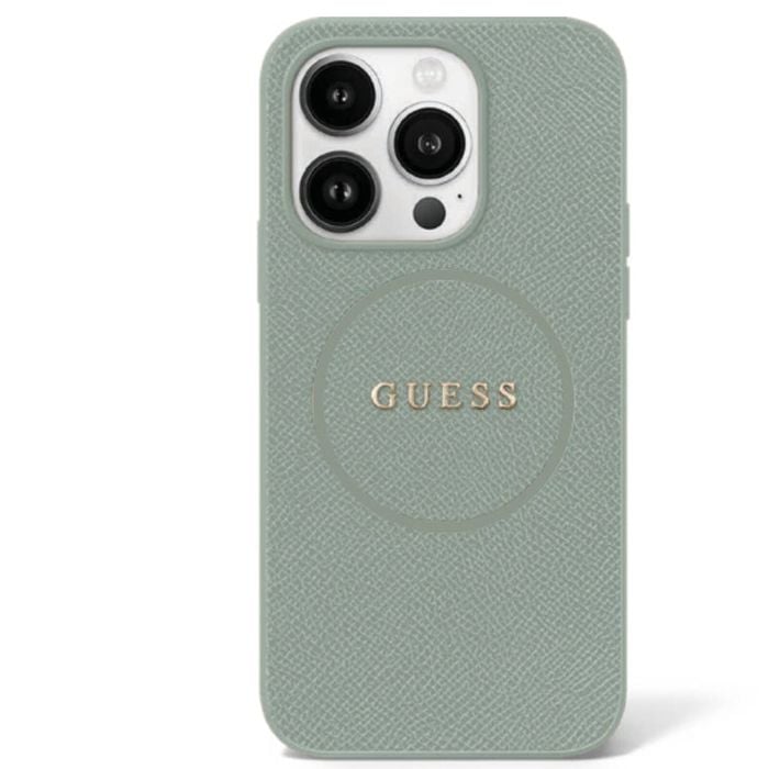 Guess Grained PU Leather for iPhone 16 Plus - Green