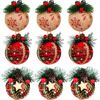 Catzon 9 Pcs Christmas Ball Ornaments 8CM with Pine Cones and Greenery for Xmas Party-Set 12