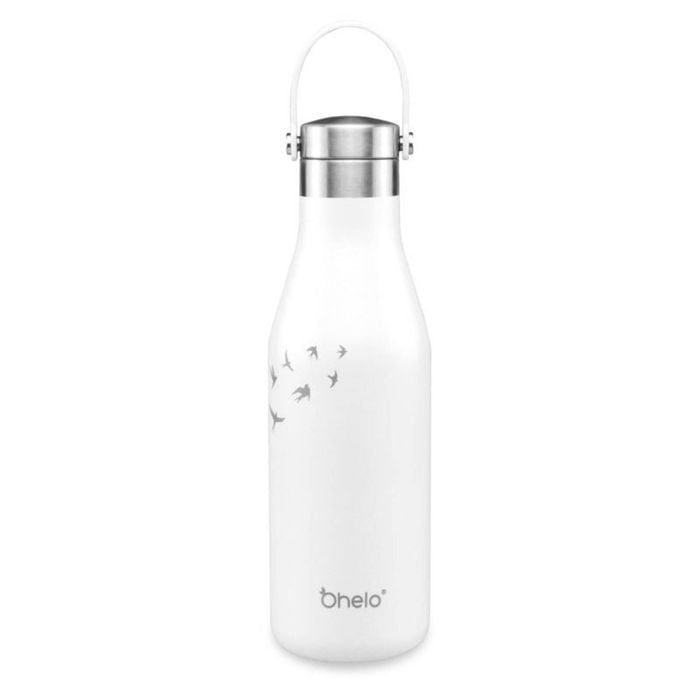 O'helo White Bottle With Etched Swallows 500ml