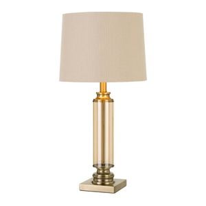 Telbix Dorcel Modern Table Desk Lamp Light Glass Metal Antique Brass Amber Cream