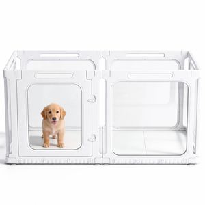 Advwin 2‑in‑1 Small Animal Playpen Metal Exercise Enclosure with Casters Suction Cups