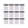 Argon Tableware 30ml Glass Jam Jars With Airtight Black Lids - Set Of 12 Empty Screw Top Kitchen Storage Preserving Jar