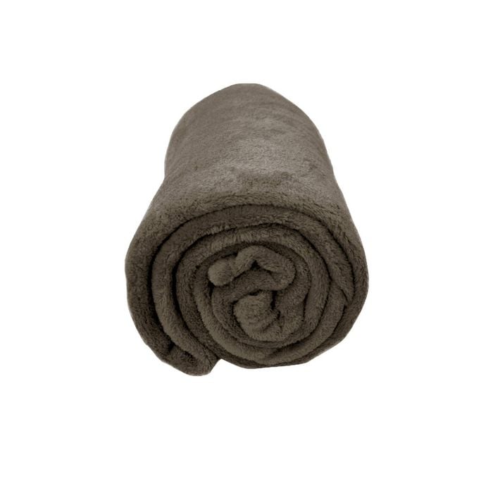 Bloomington Solid Colour Soft Coral Fleece Throw Rug 127 x 152 cm Walnut