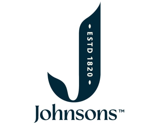 Johnsons logo featuring a stylised letter J with leaf detailing and the text ESTD 1820.