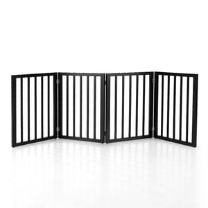 Petzly Pet Gate Dog Fence Safety Barrier Security Door 4 Panel 61cm Black