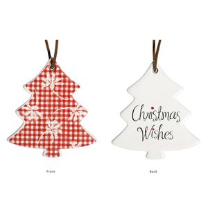 LVD Tree Checkered Home/Office Hanging Christmas Ornament Decor 8x9cm Red