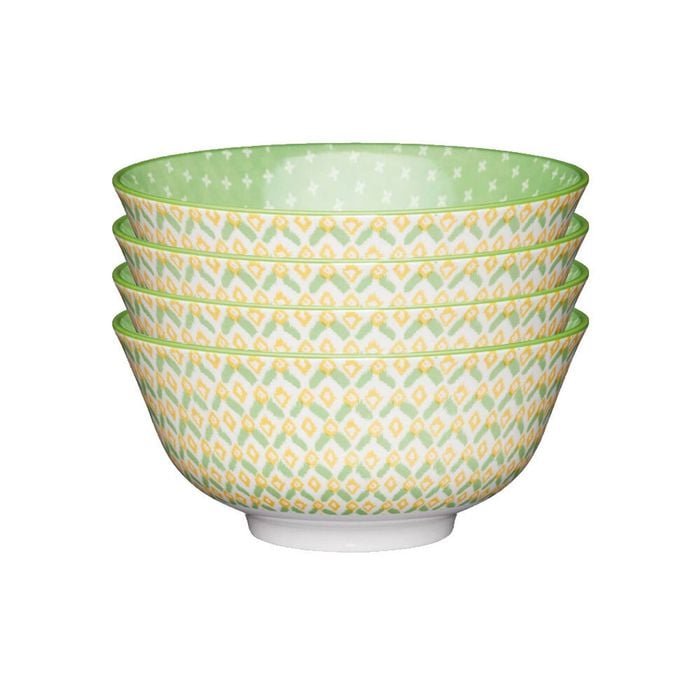4PK Mikasa Does it All Glazed Bowl 15.7cm - Geometric Green