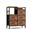 Advwin Chest of 5 Drawers Storage Cabinet with Open Shelf Rustic Brown