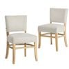 Oikiture 2x Dining Chairs Wooden Kitchen Seat Rubberwood Frame Accent Chair Beige