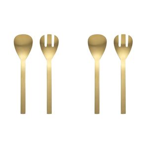 2x 2pc Ecology Forge Stainless Steel Kitchen Salad Servers Set Matte Gold