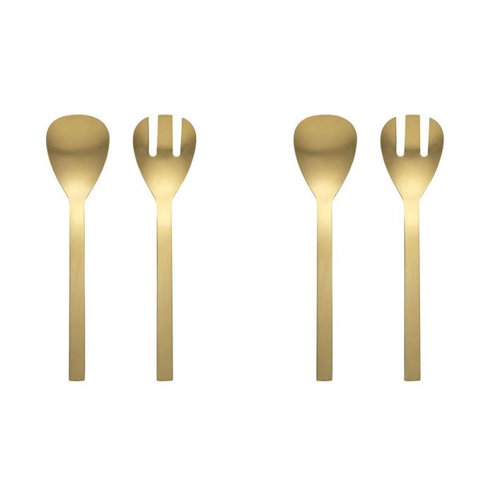 2x 2pc Ecology Forge Stainless Steel Kitchen Salad Servers Set Matte Gold