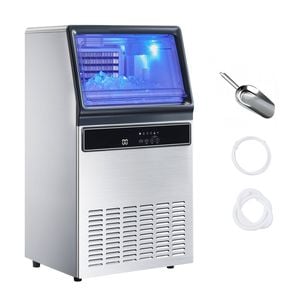 Vevor 59kg/24h Commercial Ice Maker Machine Silver With 15kg Storage 45 Cubes Per Cycle For Home