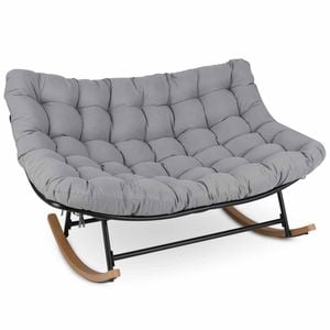 Costway Rocking Chair for 2 Oversize 320kg Metal Loveseat Lounge Cushion