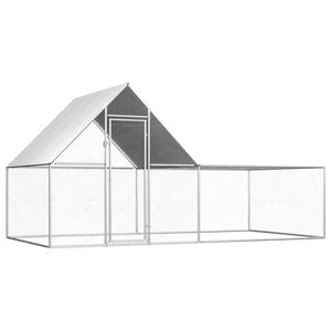 vidaXL Chicken Coop 4m Galvanised Steel Animal Habitat Cage Pet Animal House
