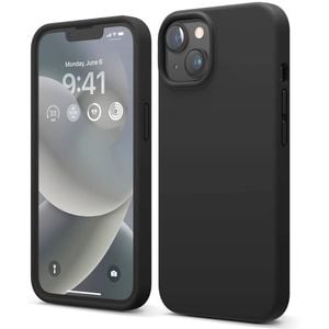 Silicone Phone Case For iPhone 14 Shockproof Microfiber Lining - Black