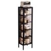 Foret 5-tier Bamboo Display Cabinet Tall Dust-proof Shelf Clear Door 165cm Black