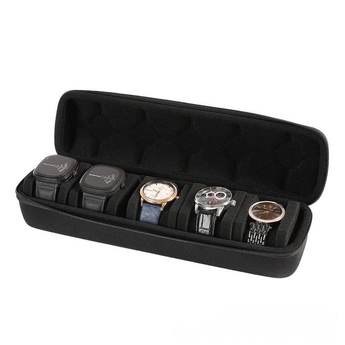Catzon Watch Travel Roll Case Box With Soft Protective Pillow-5slot