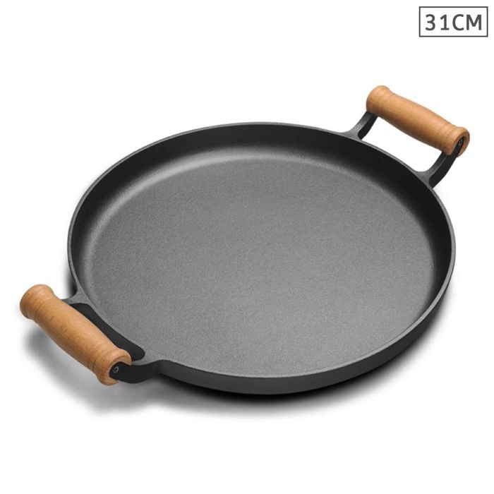 SOGA 31cm Cast Iron Frying Pan Skillet Steak Sizzle Fry Platter