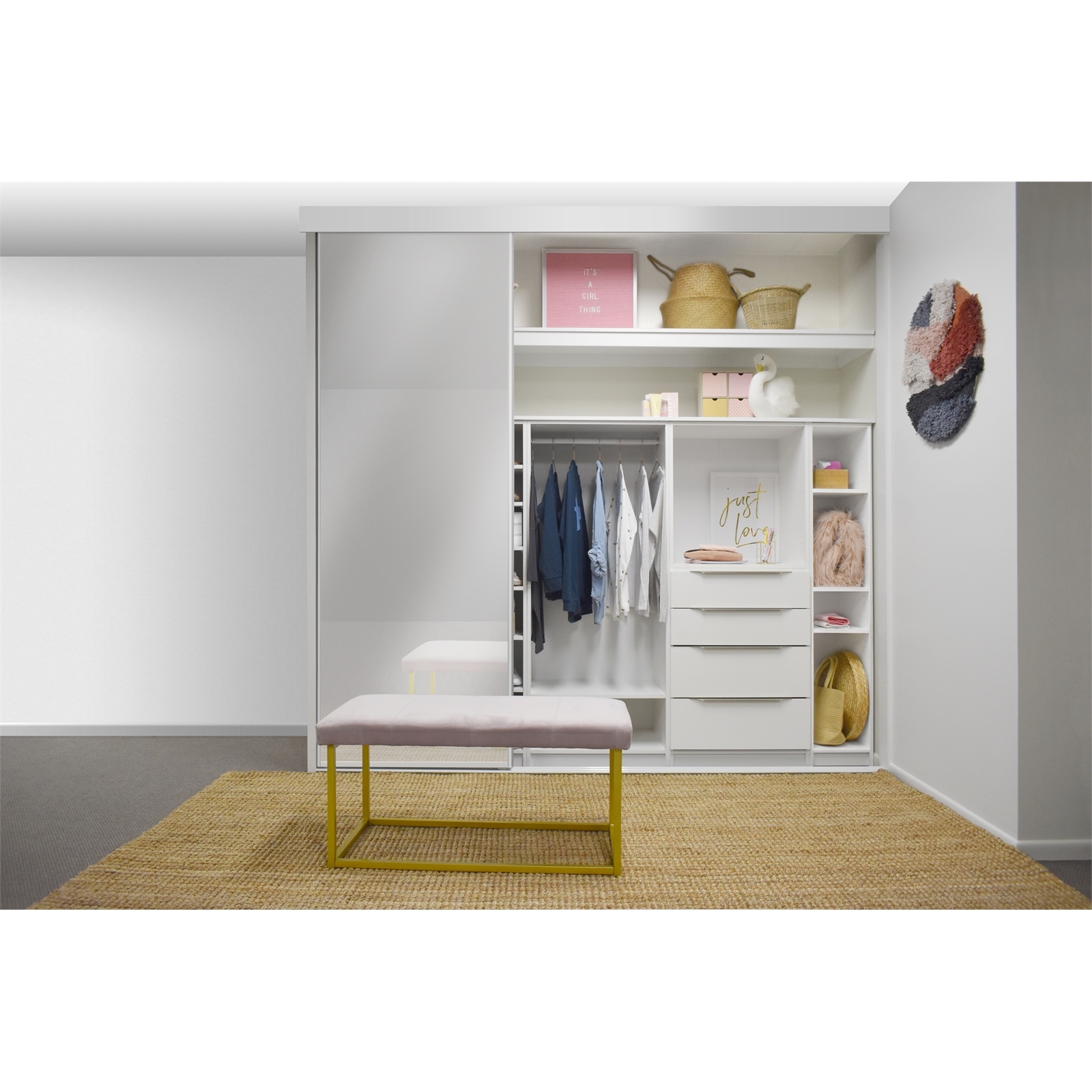 Lugna 2100 x 2701 3600mm 3 Mirror Wardrobe Door Custom Made Package