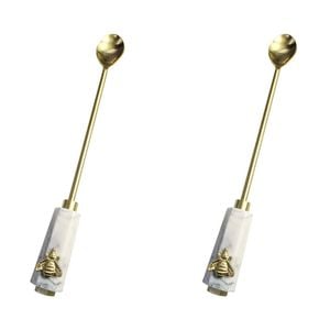 2PK LVD Stainless Steel Bee 26cm Long Mix Spoon - Gold/White